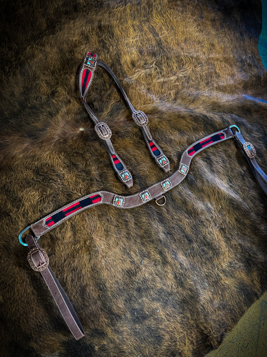 Narrow Tripping Collar tack set made with Genuine Pendleton wool