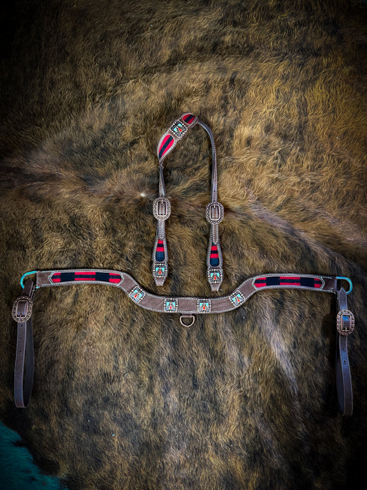 Narrow Tripping Collar tack set made with Genuine Pendleton wool